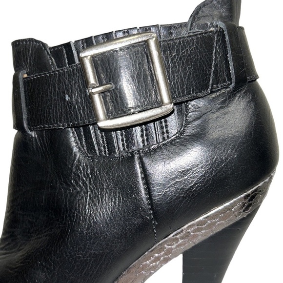 STEVE MADDEN | Mainst‎ Leather Peep Toe Booties Black Silver Snakeskin 6M - Picture 14 of 16